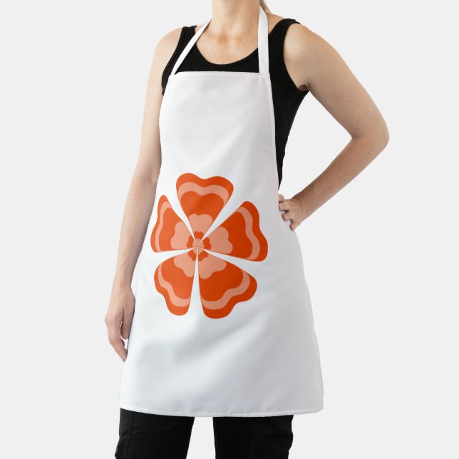 Stylised Orange Retro Flower  Apron (Insitu)