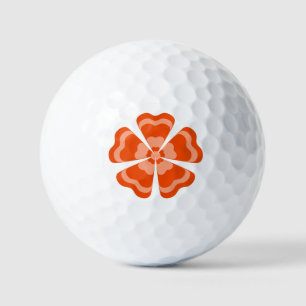 Stylised Orange Retro Flower Golf Balls