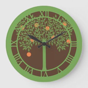 Stylised Orange Tree Large Clock