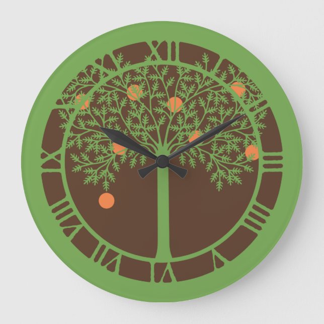 Stylised Orange Tree Large Clock (Front)