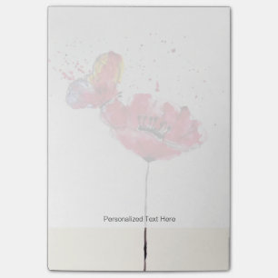 Stylised painted watercolor poppy flower post-it notes