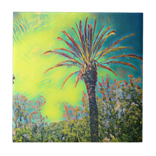 Stylised Palm Tree Drawing Tile