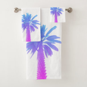 Stylised Palm Tree Pastel Green Tropical Bath Towel Set