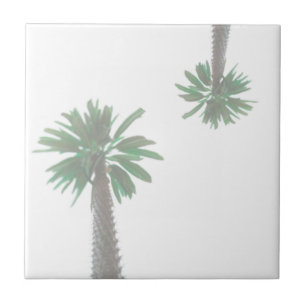 Stylised Palm Tree Pastel Green Tropical Tile