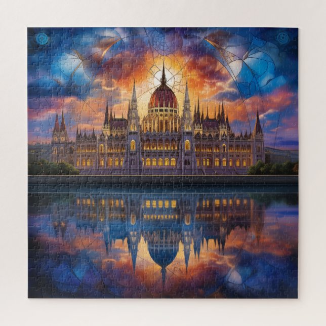 Stylised Parliament Building in Budapest Jigsaw Puzzle (Vertical)