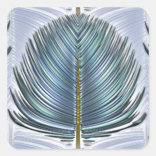 Stylised Peacock Feather - blue Square Sticker