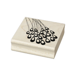 Stylised Peacock Feather Modern Rubber Stamp