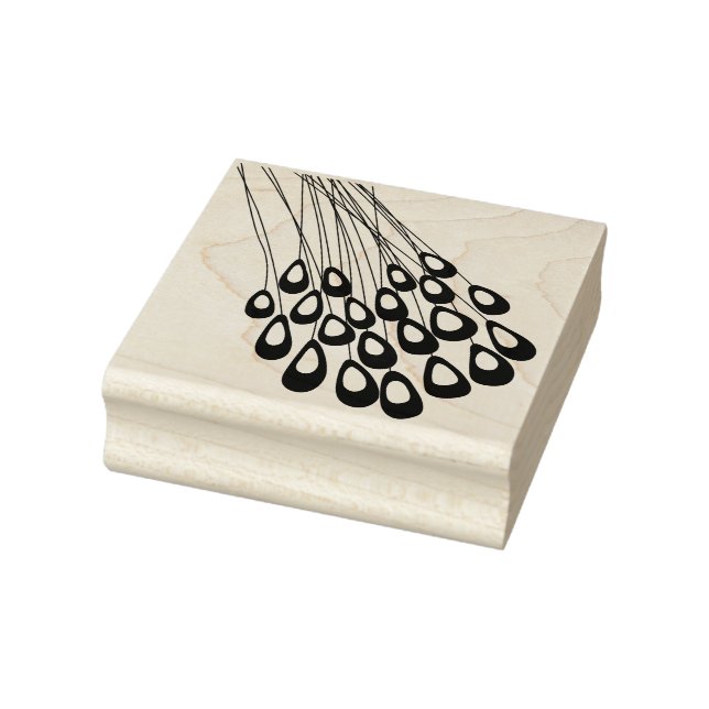 Stylised Peacock Feather Modern Rubber Stamp (Stamp)
