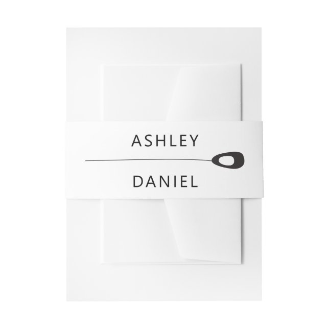 Stylised Peacock Feather Modern Wedding Invitation Belly Band (Front Example)