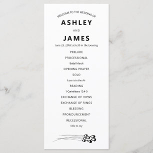 Stylised Peacock Feather Modern Wedding Programme