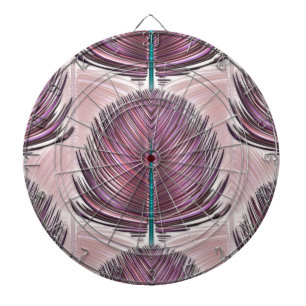 Stylised Peacock Feather - pink Dartboard