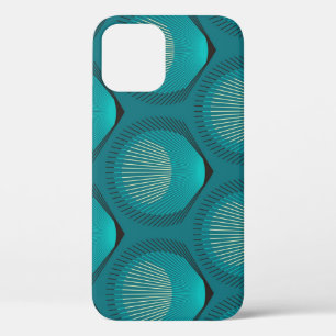 Stylised Peacock Feathers Blue Tile iPhone 12 Case