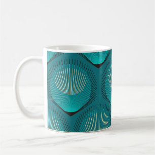 Stylised Peacock Feathers Blue Tile Coffee Mug