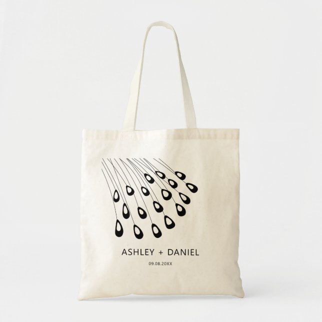 Stylised Peacock Feathers Wedding Welcome Bag, Tote Bag (Front)