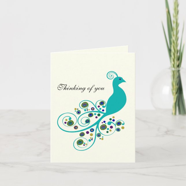 Stylised Peacock Note Card (Front)