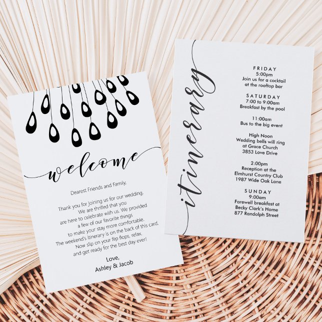 Stylised Peacock Welcome Letter & Itinerary Card (Creator Uploaded)