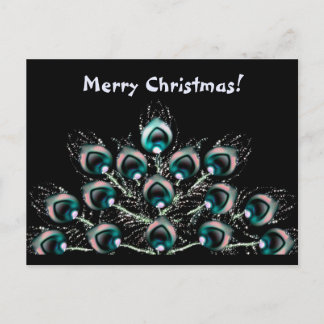 Stylised peacock's feathers holiday postcard