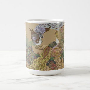 Stylised Peacocks in Flower Garden Coffee Mug