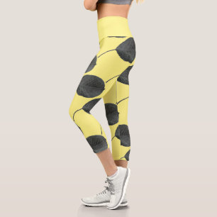 Stylised Pear Tree Leaf Texture Print Leggings