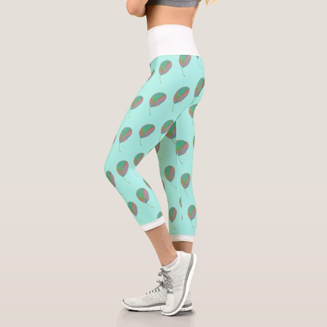 Stylised Pear Tree Leaf Texture Print Leggings (Left)