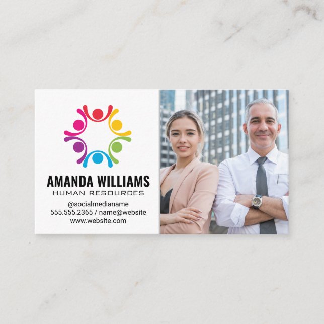 Stylised People | Business People Custom Template Business Card (Front)