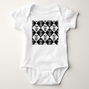 Stylised Pineapple Harlequin Doodle Pattern Baby Bodysuit