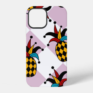 Stylised pineapple. Hat and rhombus Harlequin. Sea iPhone 12 Case