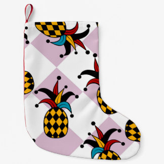 Stylised pineapple. Hat and rhombus Harlequin. Sea Small Christmas Stocking