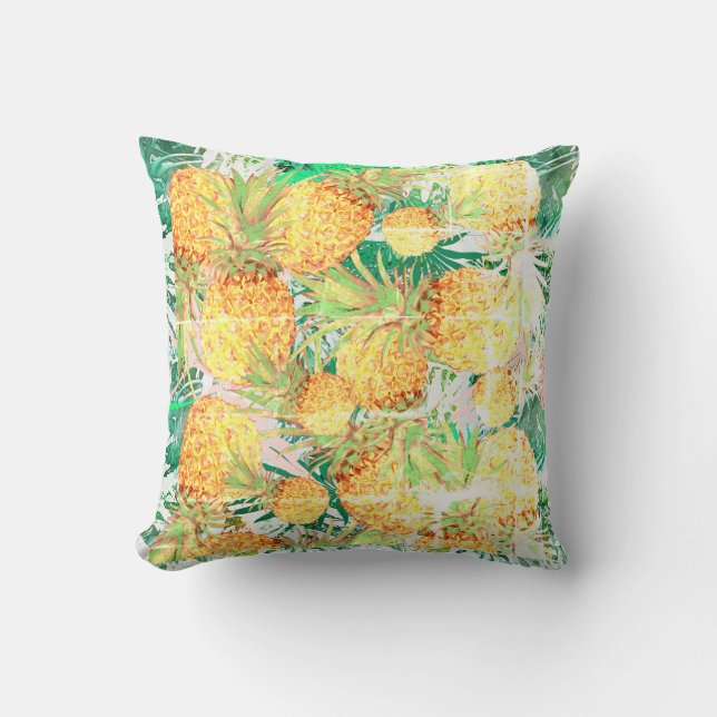 Stylised Pineapples Palm Pattern Cushion Pillow (Front)