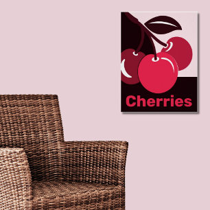 Stylised Pink and Black Cherry Triplet & Caption Poster
