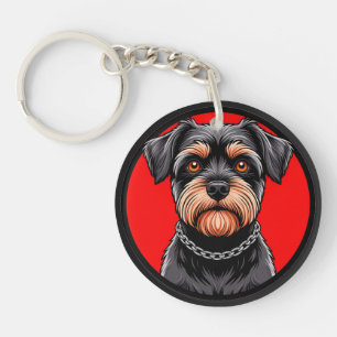 Stylised Portrait of a Black Terrier Key Ring