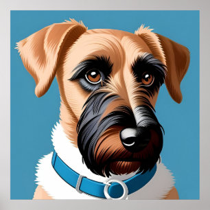 Stylised Portrait of a Terrier Dog Poster