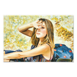 Stylised Portrait of a Woman Outdoors Under Sun Photo Print