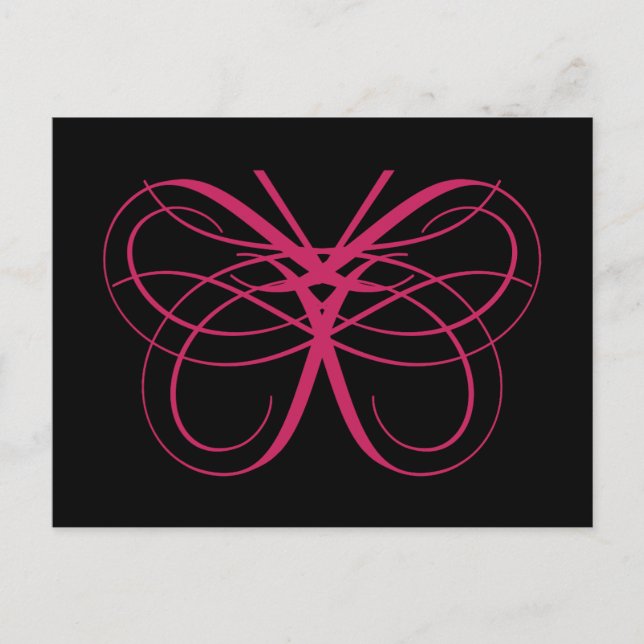 Stylised Pretty Butterfly Outline in Pink Postcard (Front)