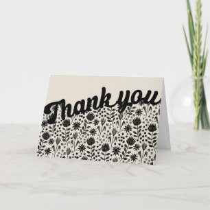 Stylised Protea Floral Block Print Millefleur Thank You Card
