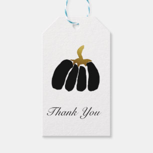 Stylised Pumpkins In Black, White and Gold Gift Tags