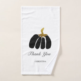 Stylised Pumpkins In Black, White and Gold Hand Towel