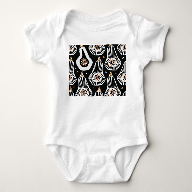 Stylised Pumpkins Seeds: Seamless Design Baby Bodysuit (Front)