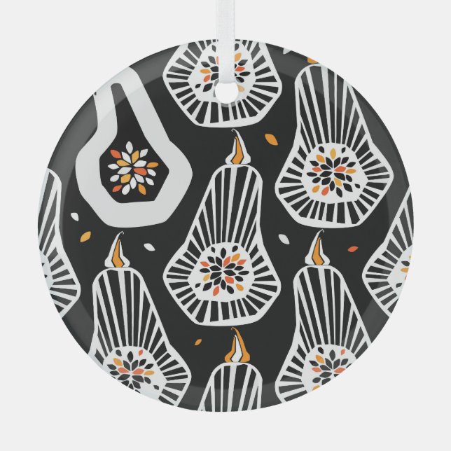 Stylised Pumpkins Seeds: Seamless Design Glass Tree Decoration (Front)