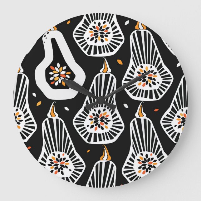 Stylised Pumpkins Seeds: Seamless Design Large Clock (Front)
