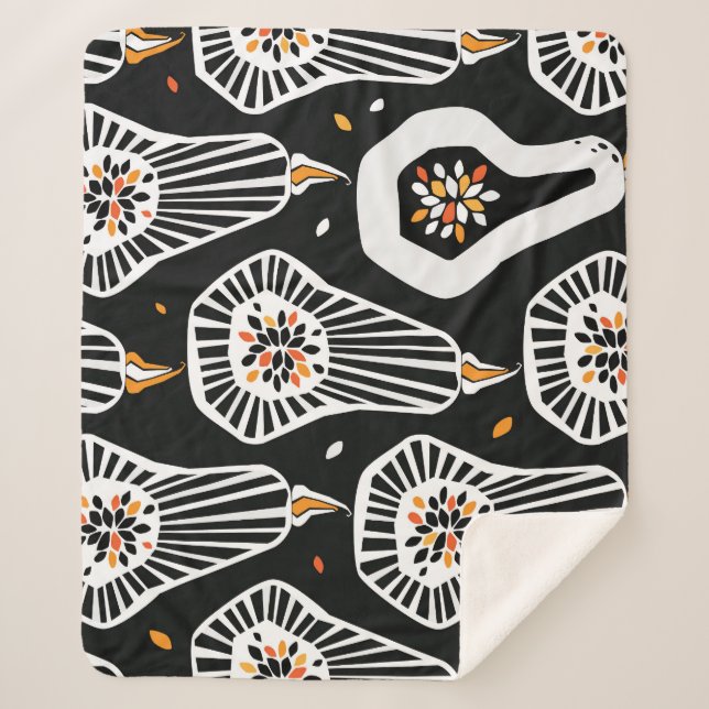 Stylised Pumpkins Seeds: Seamless Design Sherpa Blanket (Front)