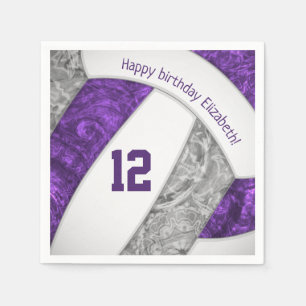 stylised purple grey girls volleyball sports napkin