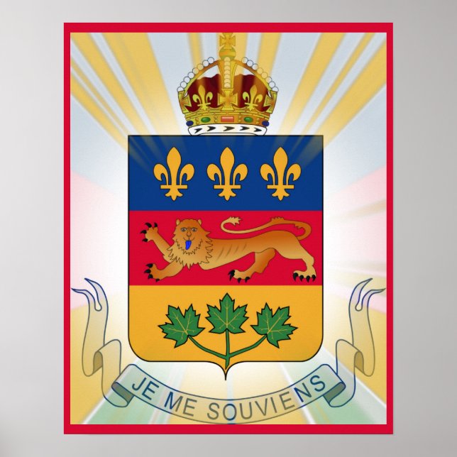Stylised Quebec Coat of Arms Poster (Front)