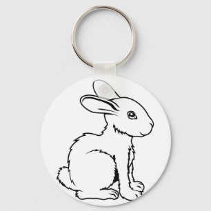 Stylised rabbit illustration key ring