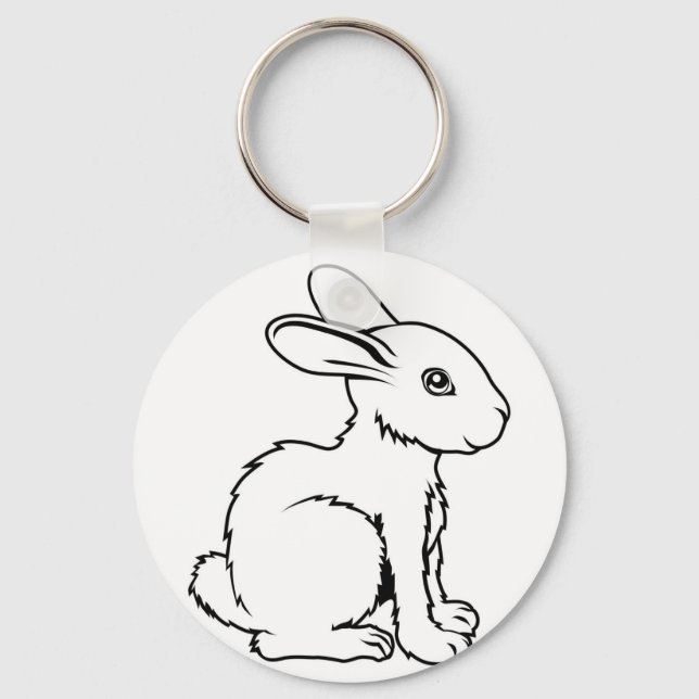 Stylised rabbit illustration key ring (Front)