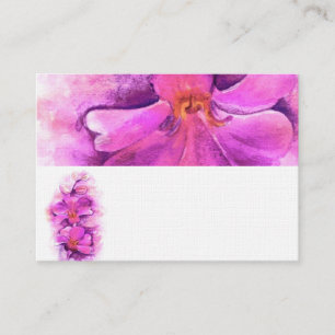 Stylised radiant orchid name place cards