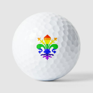Stylised Rainbow Fleur de Lis Golf Balls