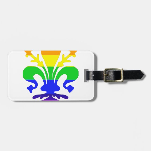 Stylised Rainbow Fleur de Lis Luggage Tag (Front Horizontal)
