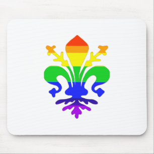 Stylised Rainbow Fleur de Lis Mouse Mat