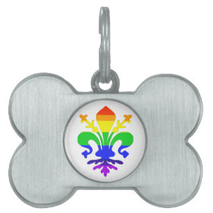 Stylised Rainbow Fleur de Lis Pet ID Tag